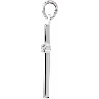 Sterling Silver .015 CT Natural Diamond Cross Pendant