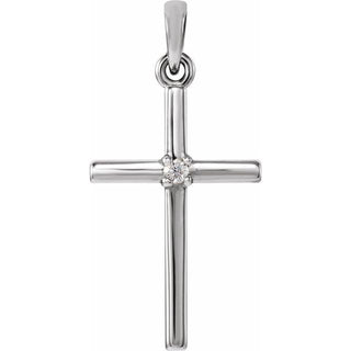 Platinum Natural White Sapphire Cross Pendant