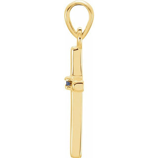 14K Yellow Natural Amethyst Cross Pendant