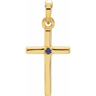 14K Yellow Natural Amethyst Cross Pendant