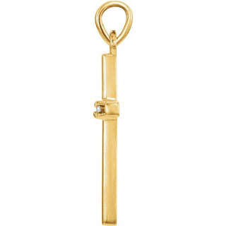 14K Yellow Natural White Sapphire Cross Pendant