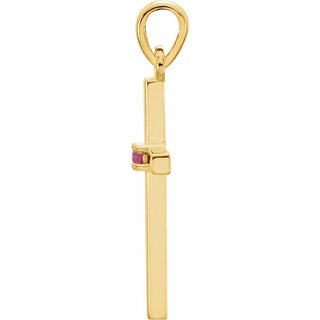14K Yellow Natural Ruby Cross Pendant