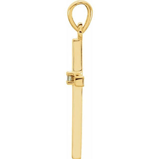 14K Yellow Natural Peridot Cross Pendant