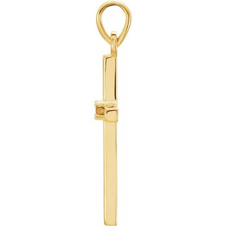 14K Yellow Natural Citrine Cross Pendant