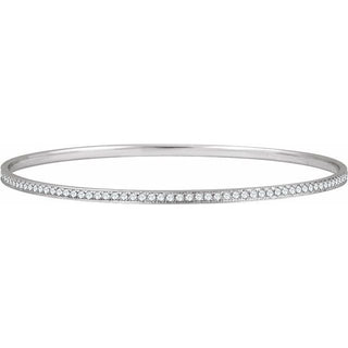 14K White 1 1/2 CTW Natural Diamond 7" Bangle Bracelet 