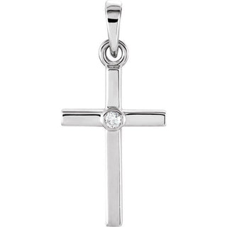 Platinum .01 CT Natural Diamond Cross Pendant