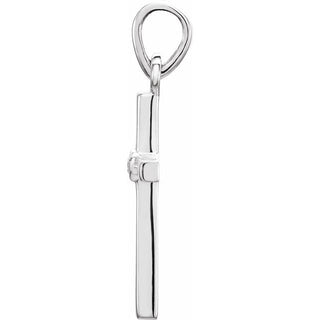 Platinum .01 CT Natural Diamond Cross Pendant
