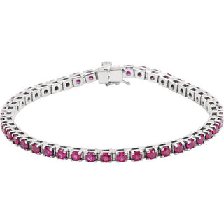 14K White Lab-Grown Ruby Line 7" Bracelet