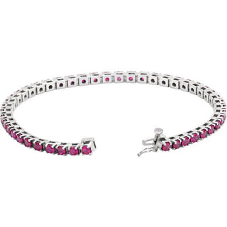 14K White Natural Ruby Line 7" Bracelet