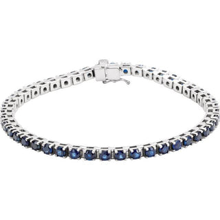 Platinum Natural Blue Sapphire Line 7" Bracelet