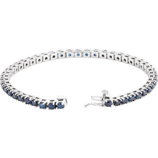 14K White Lab-Grown Blue Sapphire Line 7" Bracelet
