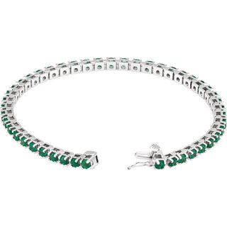 Platinum Natural Emerald Line 7" Bracelet