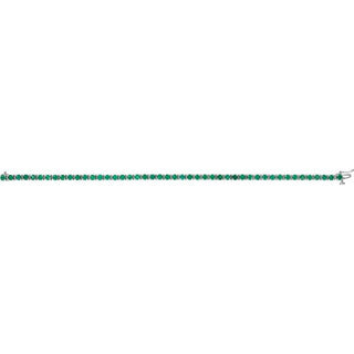 14K White Natural Emerald Line 7" Bracelet