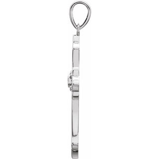 14K White .03 CT Natural Diamond Cross Pendant