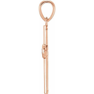 14K Rose .06 CT Natural Diamond Cross Pendant