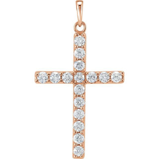 14K Rose 1 CTW Lab-Grown Diamond Cross Pendant