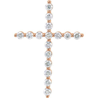 14K Rose 1 1/2 CTW Lab-Grown Diamond Cross Pendant