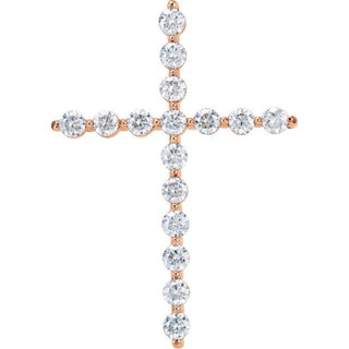 14K Rose 1 1/4 CTW Lab-Grown Diamond Cross Pendant