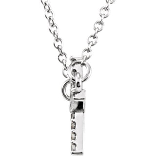 Sterling Silver 1/10 CTW Natural Diamond Sideways Cross 16-18" Necklace