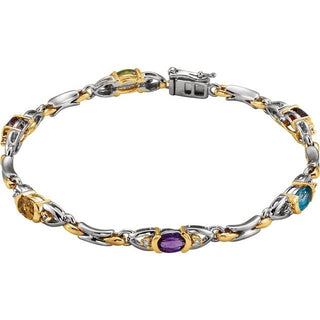 14K White/Yellow Natural Multi-Gemstone  & 1/10 CTW Natural Diamond 7 1/2" Bracelet
