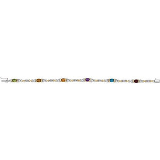 14K White/Yellow Natural Multi-Gemstone  & 1/10 CTW Natural Diamond 7 1/2" Bracelet