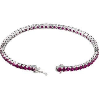 14K White Lab-Grown Ruby Line 7.25" Bracelet