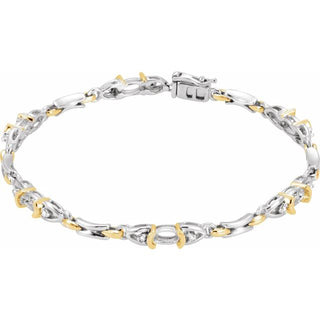 14K White/Yellow 6x4 mm Oval 1/10 CTW Natural Diamond Semi-Set 7 1/2" Bracelet