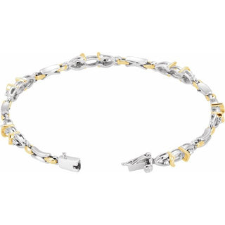 14K White/Yellow 6x4 mm Oval 1/10 CTW Natural Diamond Semi-Set 7 1/2" Bracelet