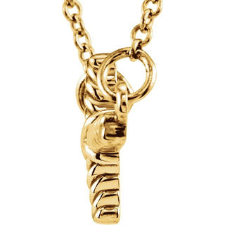14K Yellow Sideways Rope Cross 16 1/2" Necklace