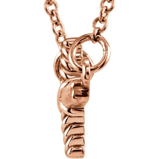14K Rose Sideways Rope Cross 16 1/2" Necklace