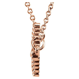 14K Rose Sideways Rope Cross 16 1/2" Necklace