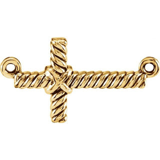 14K Yellow Sideways Rope Cross Necklace Center