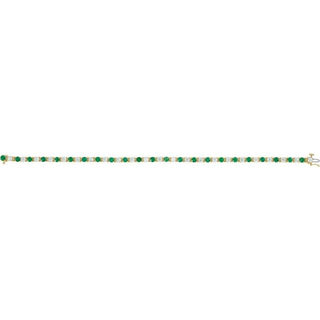 14K Yellow Natural Emerald & 2 1/3 CTW Natural Diamond Line 7" Bracelet