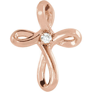 14K Rose .015 CTW Diamond Cross Pendant