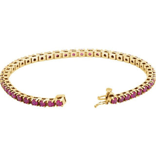 14K Yellow Lab-Grown Ruby Line 7" Bracelet