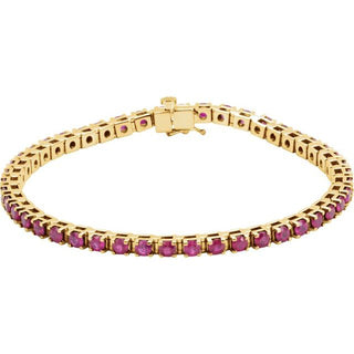 14K Yellow Lab-Grown Ruby Line 7" Bracelet