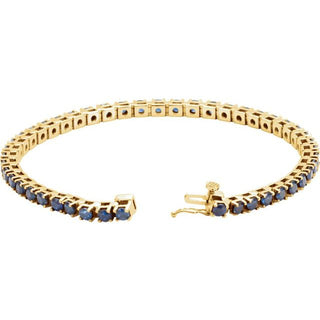 14K Yellow Lab-Grown Blue Sapphire Line 7" Bracelet