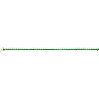 14K Yellow Natural Emerald Line 7" Bracelet
