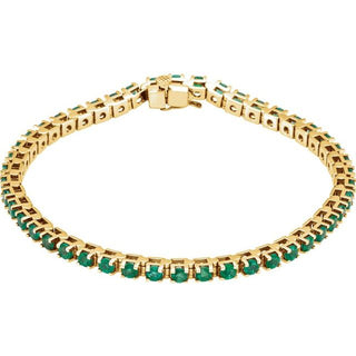 14K Yellow Lab-Grown Emerald Line 7" Bracelet