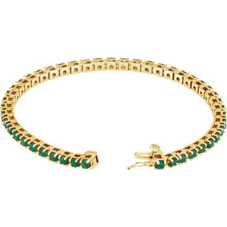 14K Yellow Lab-Grown Emerald Line 7" Bracelet