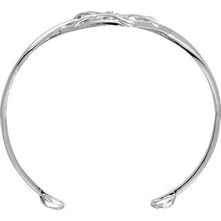 14K White .05 CTW Natural Diamond Floral Cuff 6" Bracelet