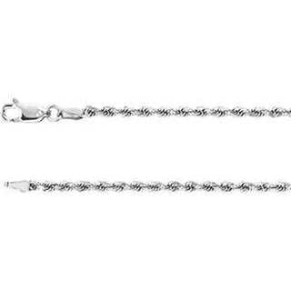 16-inch Diamond Cut Rope Chain with Lobster Clasp - 14K White Gold