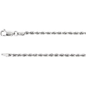 7-inch Diamond Cut Rope Bracelet with Lobster Clasp - 14K White Gold