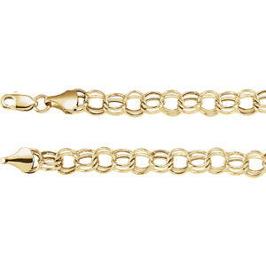 08-inch Double Link Charm Bracelet with Lobster Clasp - 14K Yellow Gold
