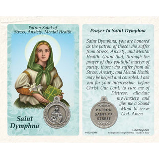 Bulk St. Dymphna Prayer Card with Medals - Healing Saint for Stress, Anxiety & Mental Health