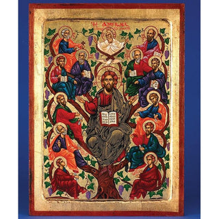 TREE OF LIFE- JESUS (VINES)- HAND PAINTED ICON ON CANVAS- 11x9 inch