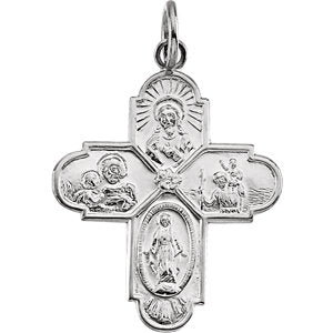 Sterling Silver 24.5x21.5 MM Four-Way Cross Medal
