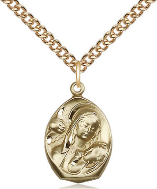 14kt Gold Filled Madonna & Child Medal Religious Jewelry