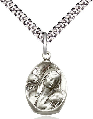 Sterling Silver Madonna & Child Medal Religious Jewelry