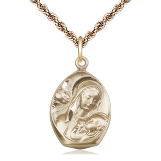 14kt Gold Madonna & Child Medal